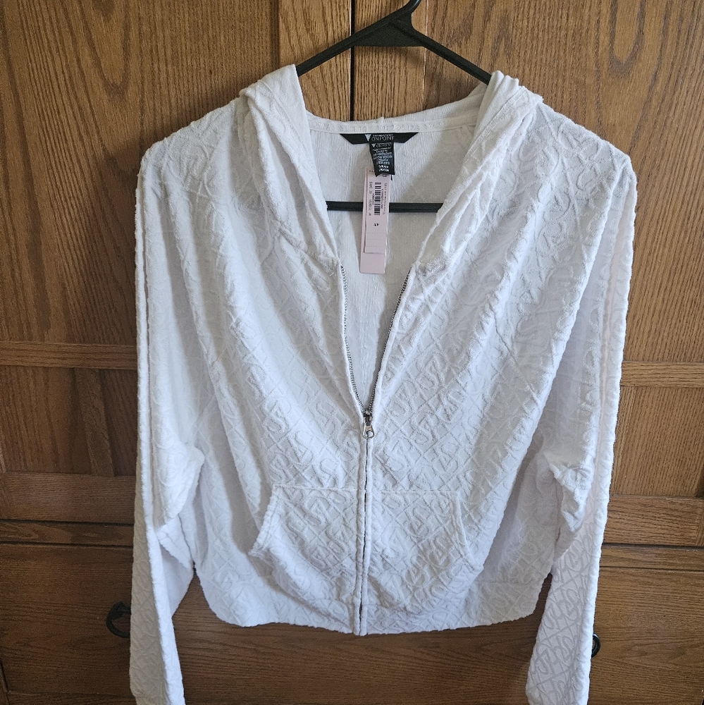 Victoria's Secret white, zip jacket with hood.